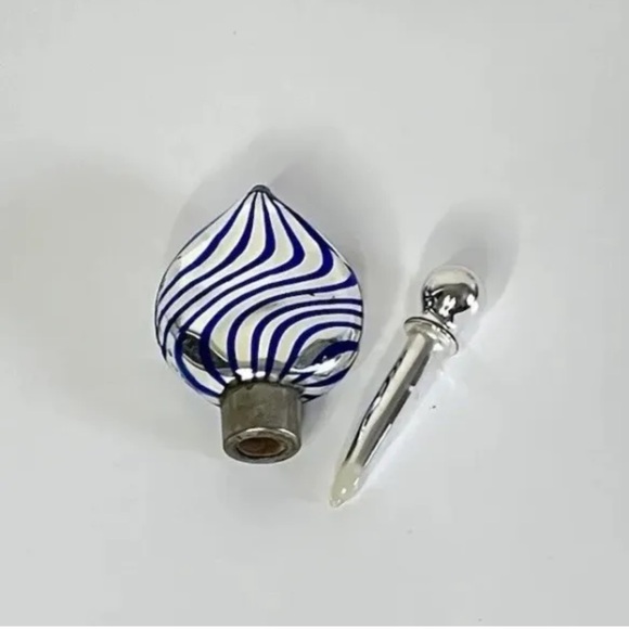 Vintage Mercury Glass Perfume Bottle Venetian Swirl Blue - Small Size - Picture 6 of 7